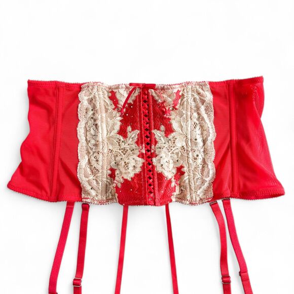 NEW Victoria's Secret Women's M/L Very Sexy Red Waist Cincher Corset Garter Lace - Picture 11 of 12